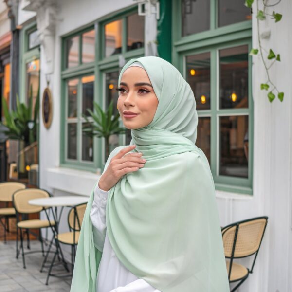 Pastel Mint Green Chiffon Hijab