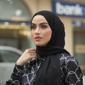 Elegant Black Chiffon Hijab