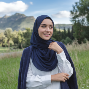 Navy Blue Chiffon Hijab